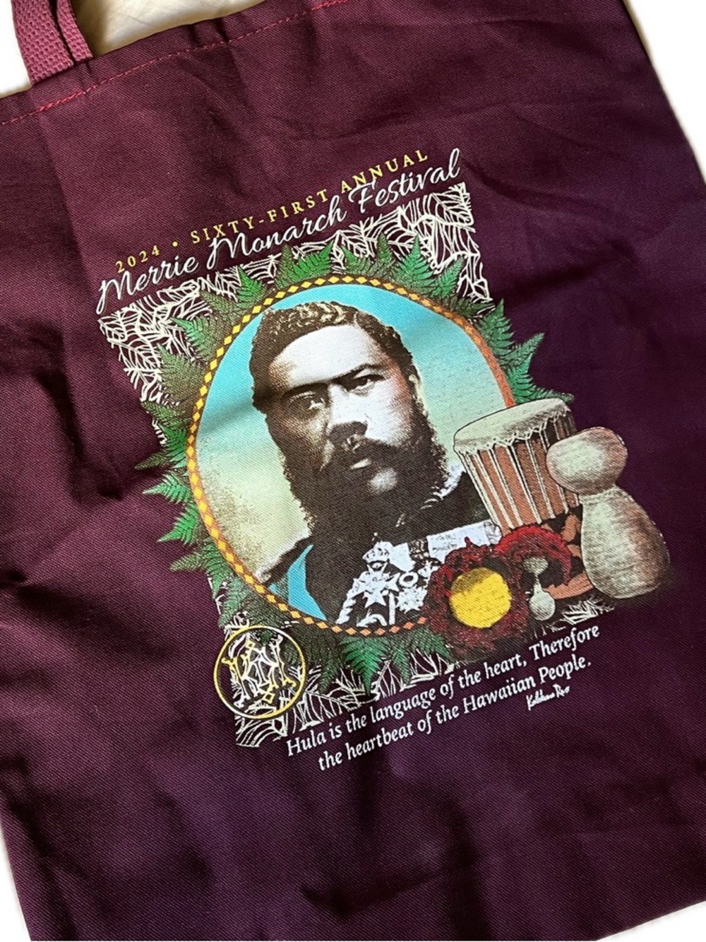 2024 Merrie Monarch Festival Maroon Tote Bag
